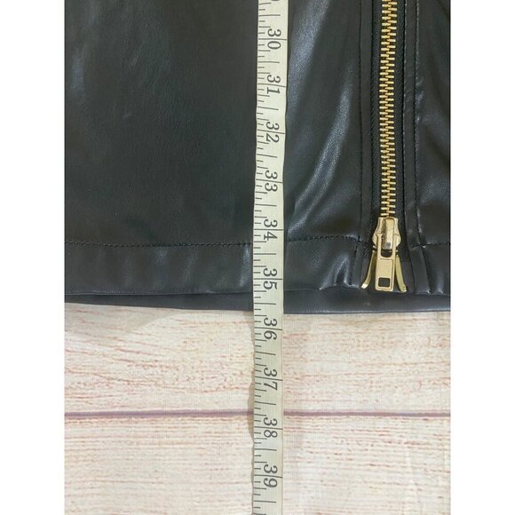 Queen Maria Women's Front Zip Black Faux Leather Midi Skirt - Medium - Picture 3 of 12